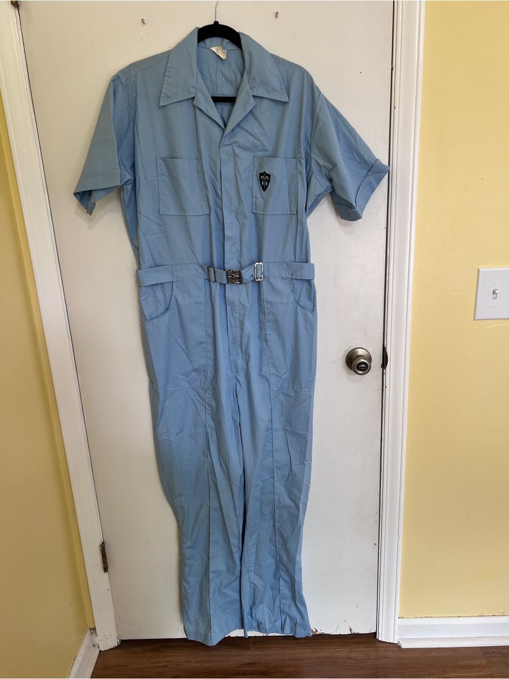 Vintage 1970’s Light Powder Blue unisex Utility Jumpsuit with Belt